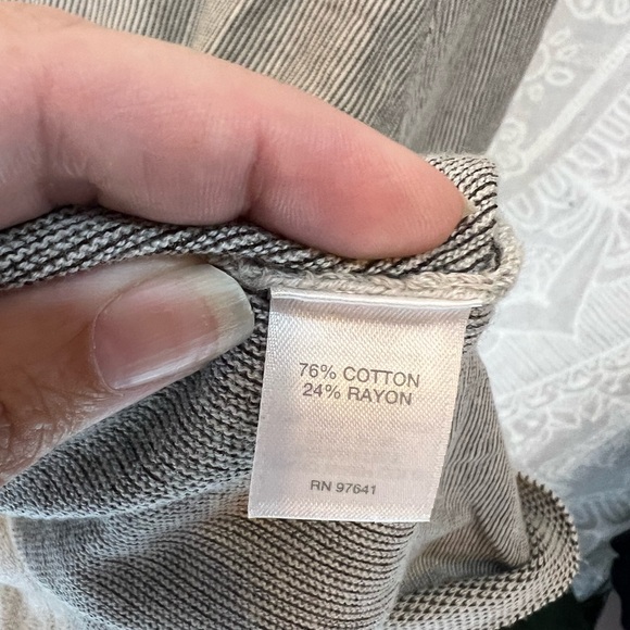 PURE JILL J TIE BACK LONG SUBTLE STRIPE TOP LONG SLEEVE NEUTRAL TAN BROWN L - Picture 11 of 13